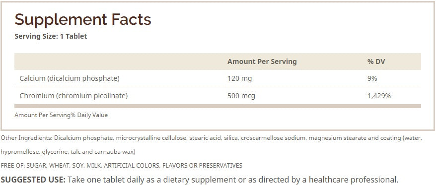 Chromium Picolinate 500 mcg – 60 tabletas – Windmill