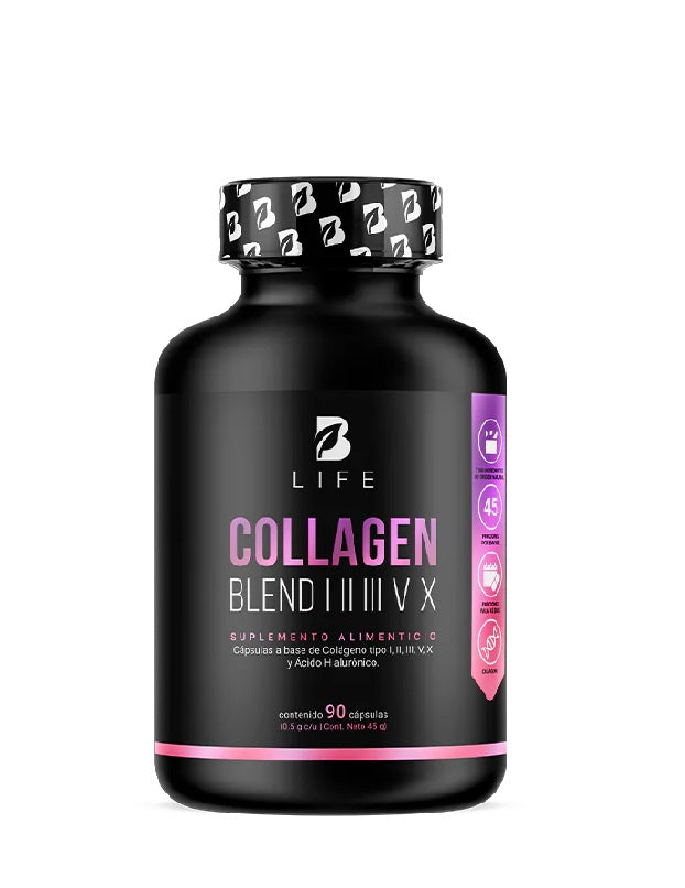 Collagen Blend B Life – hidrolizado tipo I, II, III, V, X en cápsulas para piel, articulaciones, huesos y regeneración