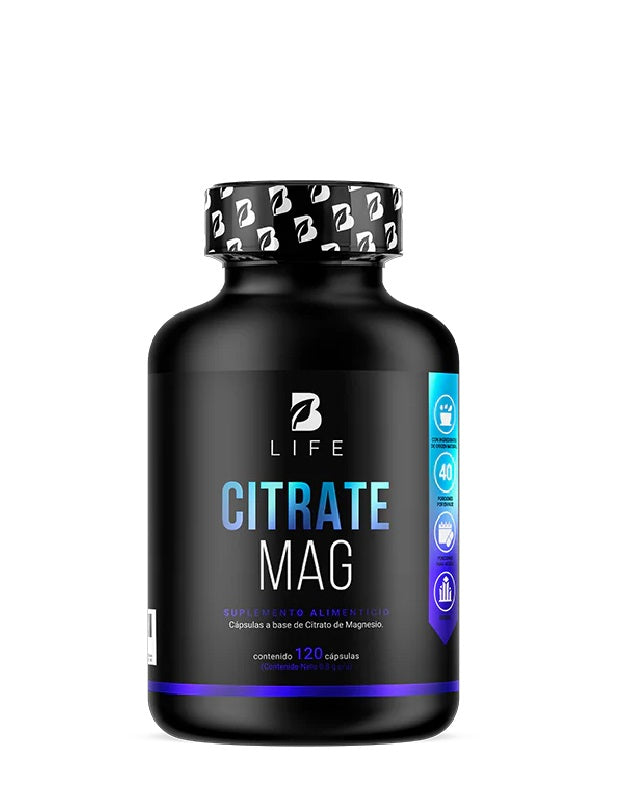 Citrate Mag B Life 120 cápsulas de citrato de magnesio para recuperación muscular, salud ósea y nerviosa
