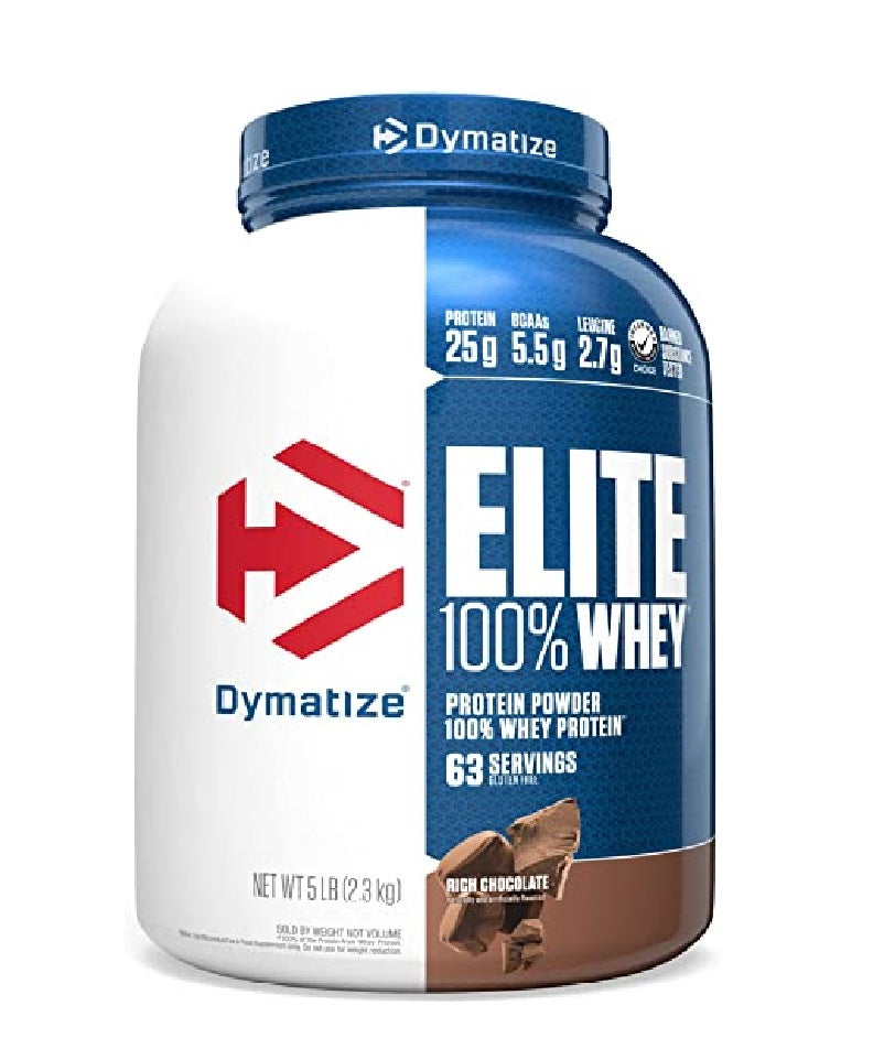Elite Whey 5 lbs Dymatize proteína de suero para recuperación muscular y desarrollo magro
