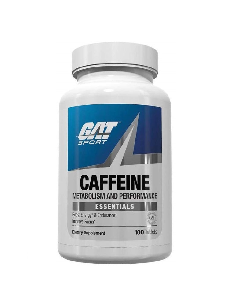 GAT Caffeine 100 tabletas con 200 mg de cafeína pura para energía, enfoque y rendimiento físico