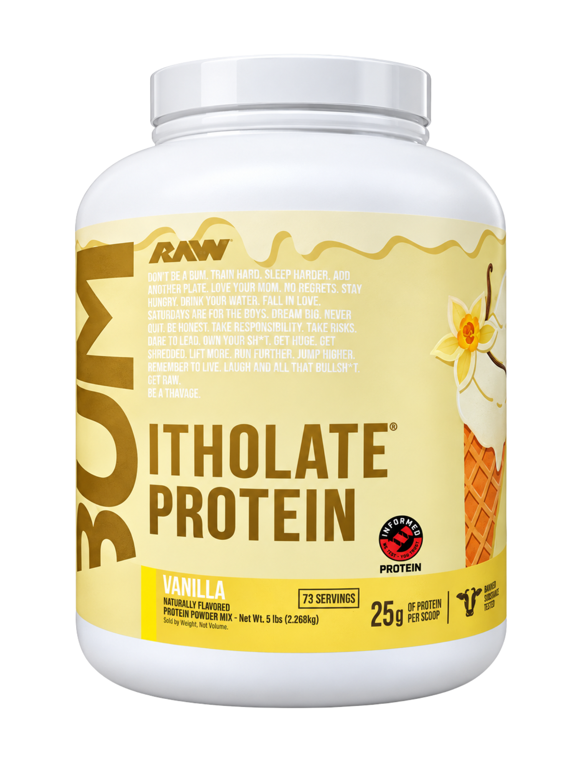 CBUM Itholate Protein 5 lbs Raw Nutrition proteína aislada pura para recuperación muscular