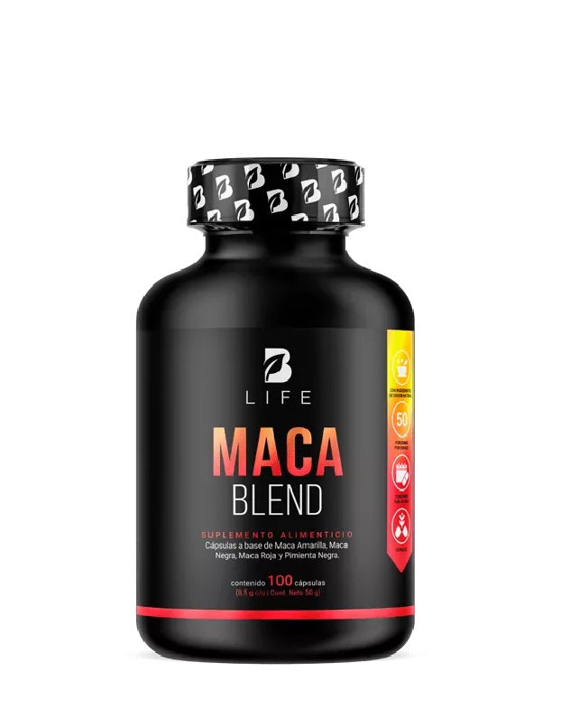 Maca Blend B Life 100 cápsulas raíz de maca andina para energía, resistencia al estrés, salud sexual y equilibrio hormonal