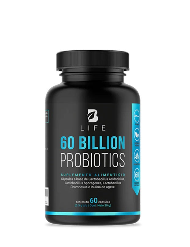 Probiotics 60 Billion B Life 60 cápsulas con múltiples cepas para salud intestinal, inmunidad y digestión eficiente