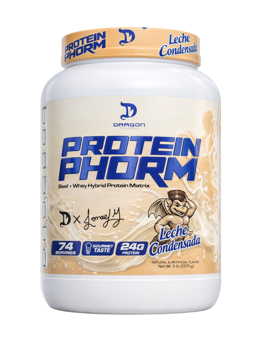 Protein Phorm Dragon Pharma 5 lbs — proteína híbrida de res y suero para recuperación muscular