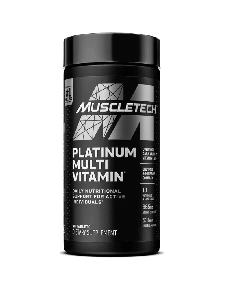 Platinum Multi Vitamin MuscleTech 90 tabletas multivitamínico deportivo de alta potencia para energía, recuperación e inmunidad