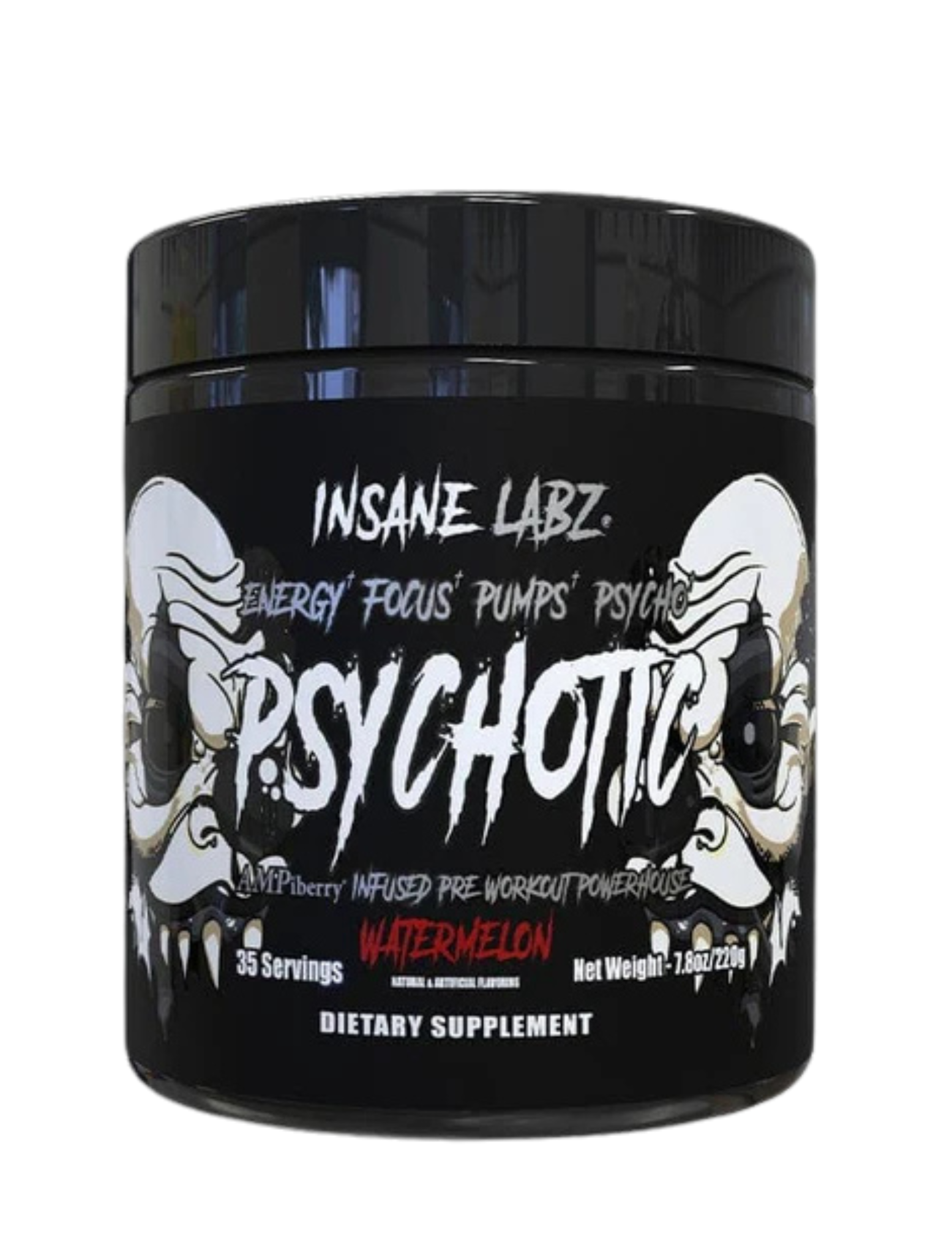 Psychotic Black Insane Labz 35 serv preentreno con energía controlada y enfoque
