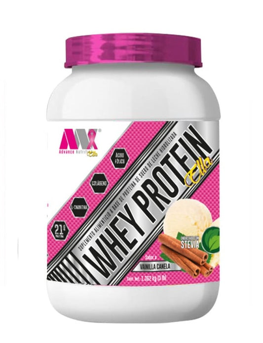 Whey Protein Ella 3 lbs de Advance Nutrition. Proteína con colágeno, biotina y vitaminas para mujeres. Encuentra la tuya en Suplementos Body Fitness Shop con envío a todo México.

